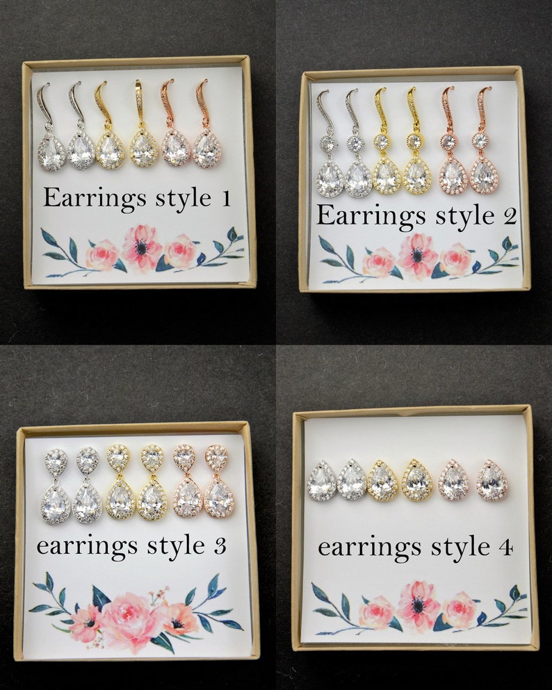 Personalized custom necklace rose Gold Bridesmaid Gift Set Etsy