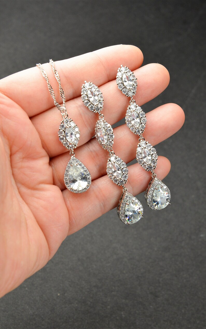 SILVER /rose / Gold Custom Long Wedding Earrings Bridal Etsy