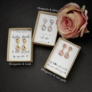 Gift for her,bridesmaid gift,personalized jewelry,rose gold earring,wedding earring,bridal earring,bridesmaid jewelry,vintage pink MORGANITE