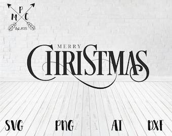 Merry Christmas SVG//Merry Christmas Scrip Lettering//Brush Lettering Svg