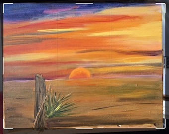 West Texas Sunset Painting: Vibrant Desert Sky Art