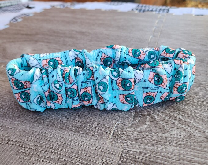 Dog Ruffle Collar, Vintage Floral on Teal Dog Scrunchie Collar, With