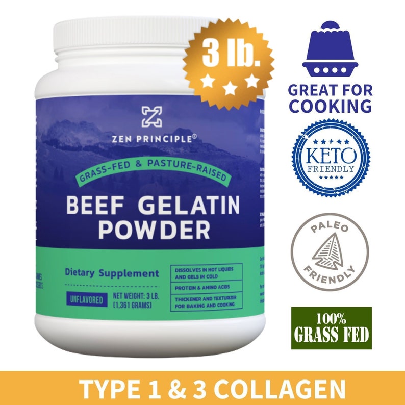 Grassfed Gelatin Powder,1.5 Lb and 3 Lb. Antiaging Protein for