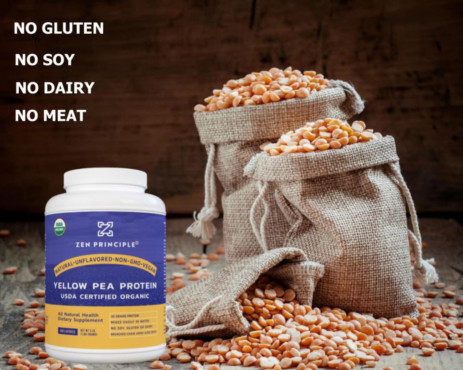 USDA Organic Pea Protein Powder. Only From USA, Canada Grown Peas. No