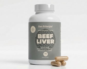 Ultra-Pure Desiccated Beef Liver, Grass-Fed, Pasture-Raised Cows. No Hormones or GMO. Natural Energy, Workout Boost. 180 Capsules 800 Mg.