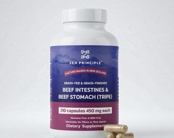 Grass Fed Beef Intestines with Stomach (Tripe) Supplement, Supports Digestive Health, Gut Balance, and Acid Reflux Balance.
