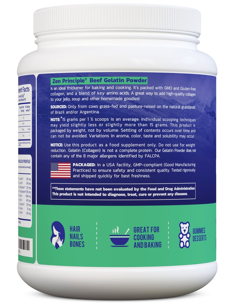 Grassfed Gelatin Powder,1.5 Lb and 3 Lb. Antiaging Protein for