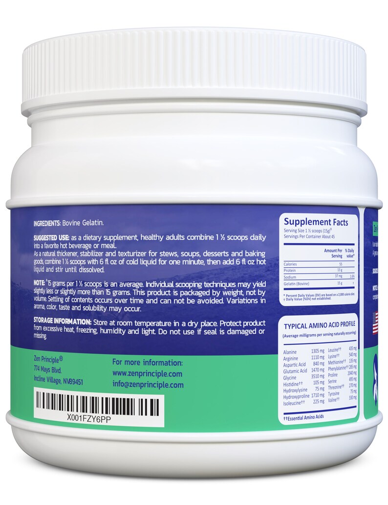 Grassfed Gelatin Powder,1.5 Lb and 3 Lb. Antiaging Protein for