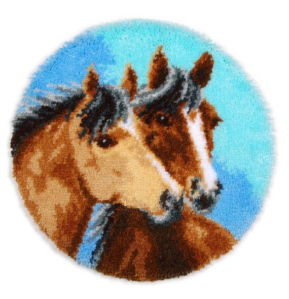 Animal Latch Hook Kit Horse Cat Pattern Rug Size 20'' Etsy