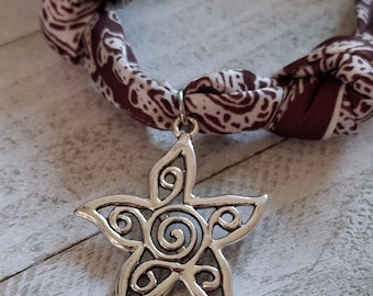 Scarf necklace, Fall necklace, Choker, Bandana necklace, Choker necklace with charm