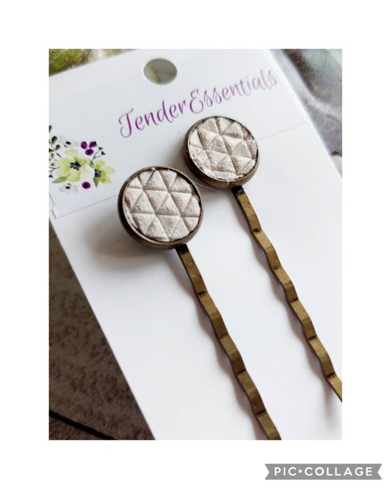 Bobby Pin Set, Leather Bobby Pins, Decorative Bobby Pins  display picture 3