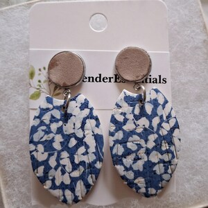 Genuine leather earrings, Spring leather earrings, Boho dangle earrings, Teardrop, Blue leather earrings, Lightweight earrings, Dangles