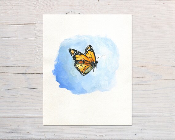 Physical Print Butterfly Monarch Watercolor