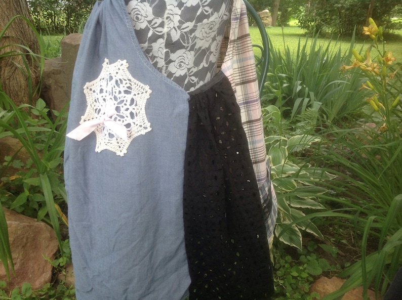Gypsy Summer Loose Dress Upcycled Boho Tunic Fun Pinafore Med-Large FREE SHIPPING Fabricycle