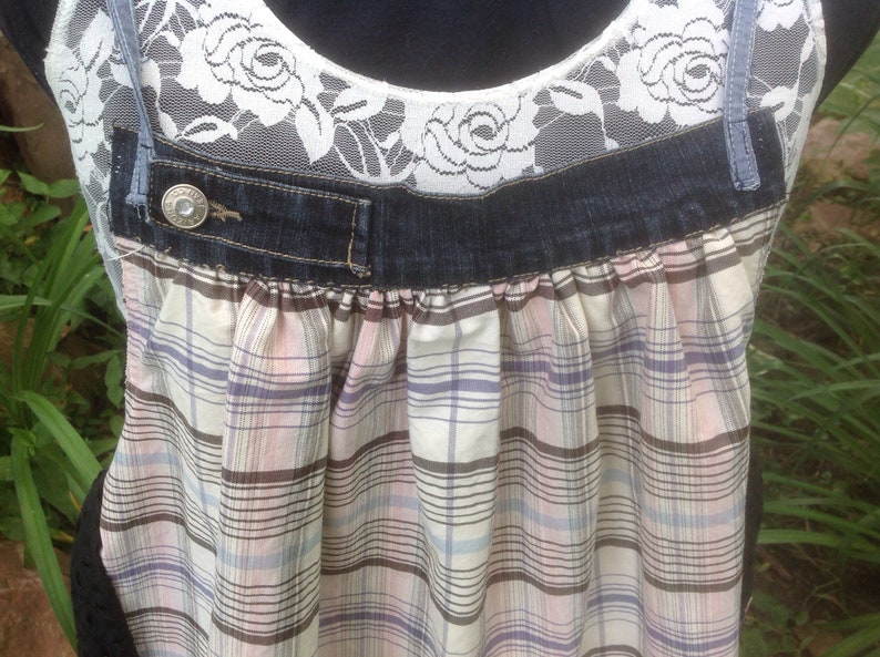 Gypsy Summer Loose Dress Upcycled Boho Tunic Fun Pinafore Med-Large FREE SHIPPING Fabricycle