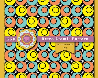 Retro Atomic Digital Paper - Retro Designs - Background Patterns - Surface Pattern - Boho Patterns - Funky Patterns - Mid-Century Pattern