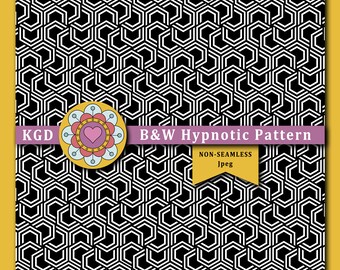 B&W Hypnotic Digital Paper - Retro Designs - Background Patterns - Surface Pattern - Boho Patterns - Funky Patterns - Mid-Century Pattern