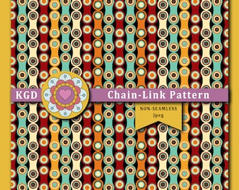 Retro Chain-link Digital Paper - Retro Designs - Bicycle Chain Patterns - Surface Pattern - Boho Patterns - Mid-Century Pattern -