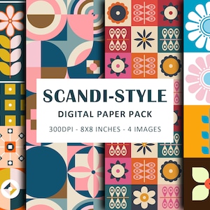 Modelli senza soluzione di continuità - Disegni ripetuti - Modelli di superficie - Carte digitali - Download digitali - Scandinavo - Uso commerciale - Colorato -