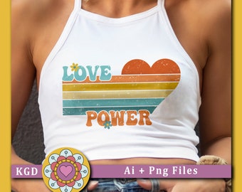 Love Heart Designs - Love Heart Png - Retro Designs - Love T-Shirt Designs - Boho Designs - Cute Designs - Retro Sublimations - Love Power -