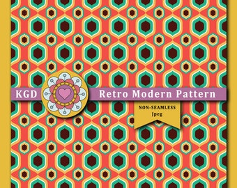 Retro Digital Paper - Retro Designs - Background Patterns - Surface Pattern - Boho Patterns - Funky Patterns - Mid-Century Pattern