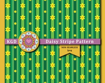 Striped Floral Digital Paper - Retro Designs - Background Patterns - Surface Pattern - Boho Patterns - Funky Patterns - Mid-Century Pattern