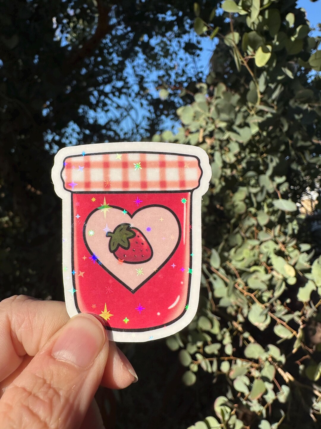 Holographic Strawberry Jam Sticker | Cute Kawaii Food Vinyl ...