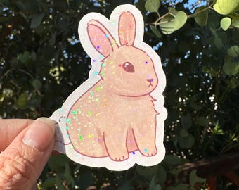 Holographic Bunny Sticker •  Kawaii Animal Decal • Laptop Water Bottle Sticker
