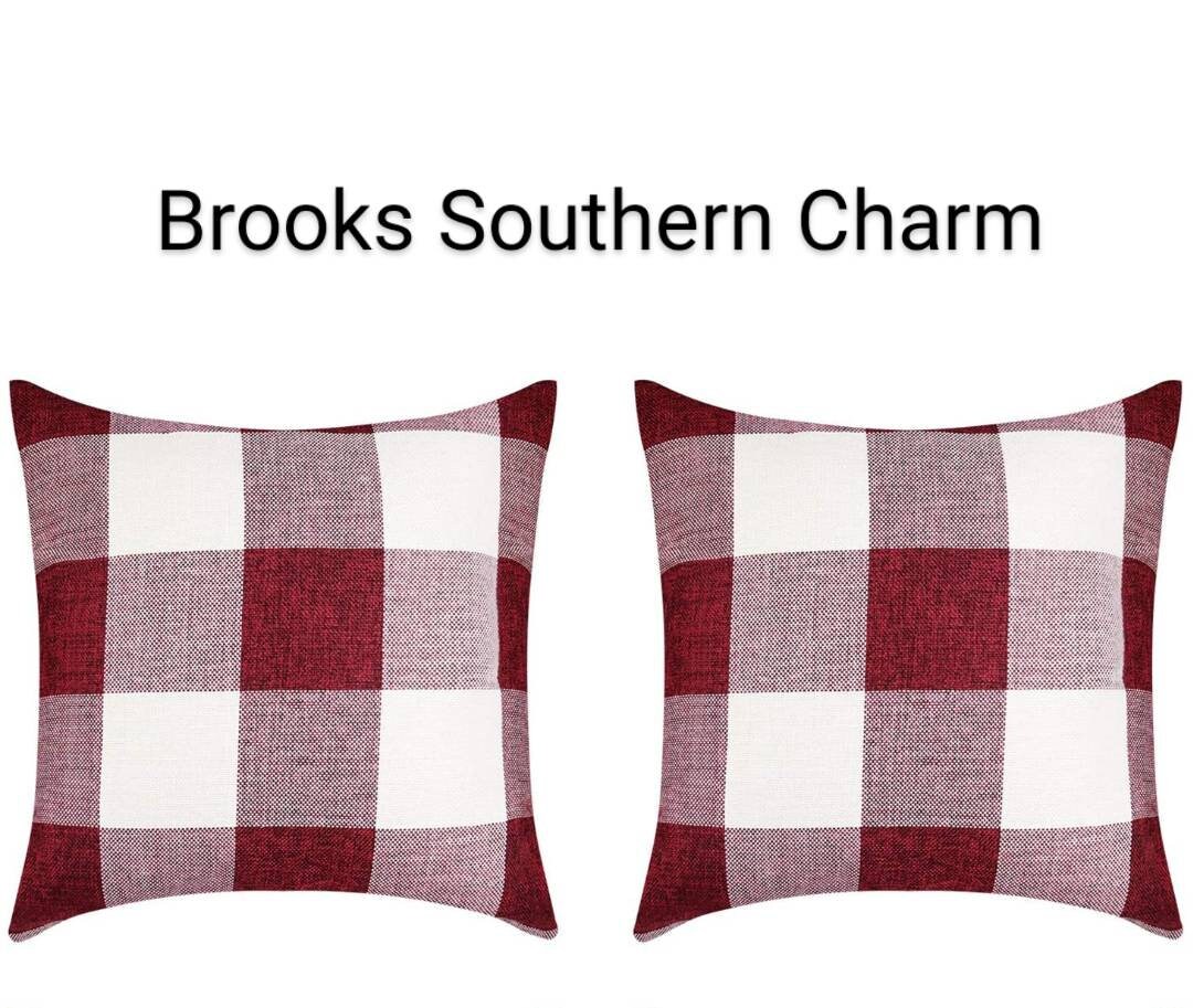 2pc Buffalo Check Pillow Covers Cranberry Farmhouse Home Etsy