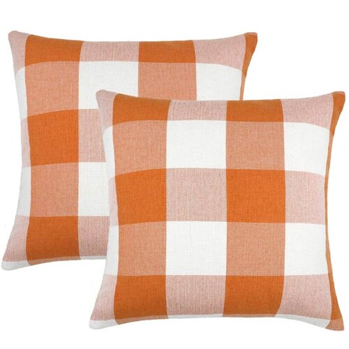 Orange Buffalo Check Plaid Throw Pillow Fall Pillow Covers Etsy