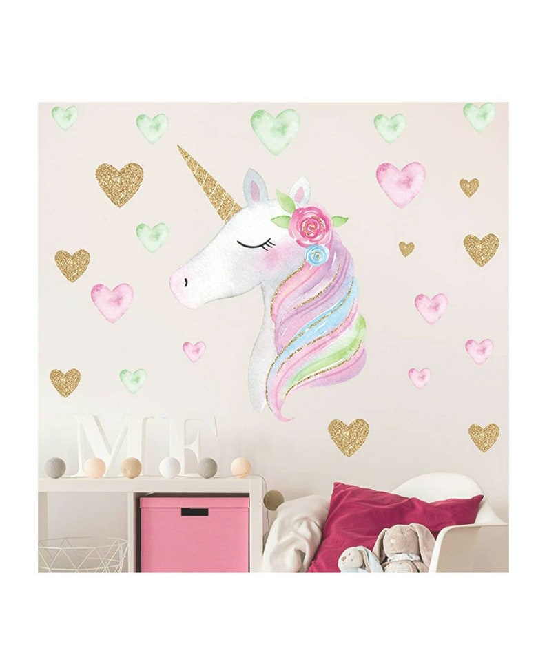 2 Large Unicorn Wall Decals Home Decor Bedroom Nursery Etsy