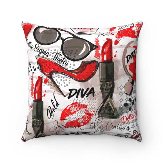 Delta Sigma Theta Glam Pillow Black White And Red Delta Pillow | Etsy