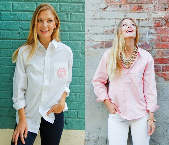 monogrammed oxford shirts for bridesmaids