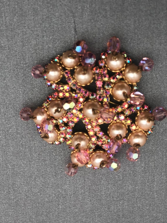 Vintage Pink Brooch, Pin and Earrings - image 2