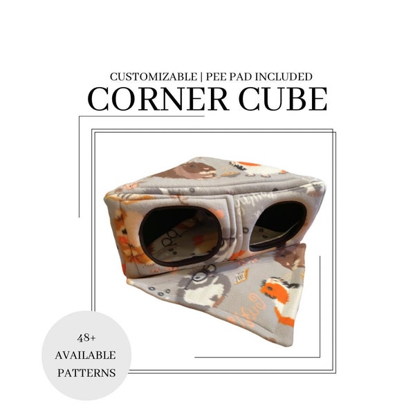 Custom Fleece Corner Cube Hideout | Personalized Gift for Pet Owner | Guinea pig, Ferret, Rat, Hedgehog