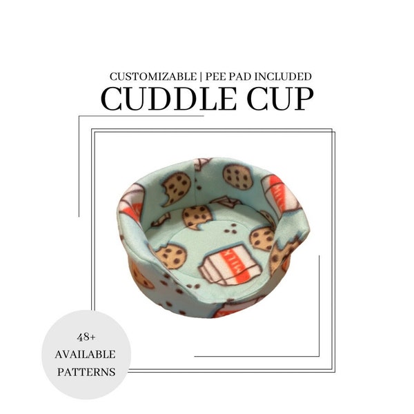 Custom Fleece Cuddle Cup Bed | Personalized Gift for Pet Owner | Guinea pig, Ferret, Rat, Hedgehog