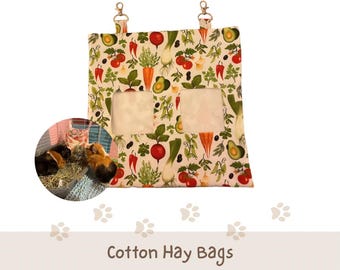 Hay Bags | Small Pet Accessories | Cotton Hay Feeder for Rabbits & Guinea Pigs