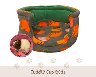 Guinea Pig Fleece Cuddle Cup Bed | Small Pet Hideouts for Rats, Hedgehogs, Chinchillas