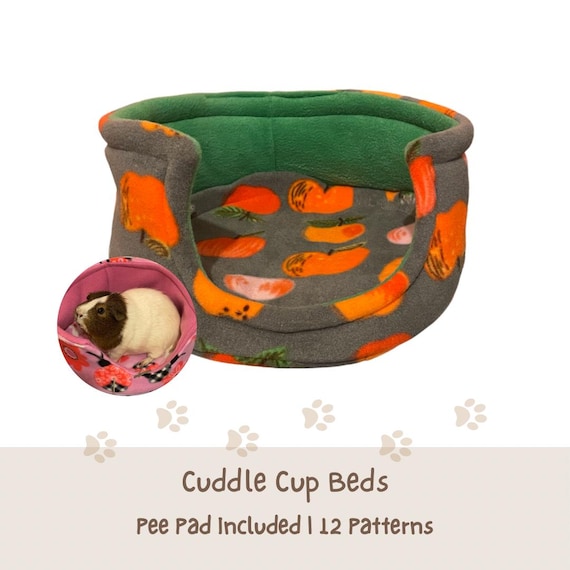 Guinea Pig Fleece Cuddle Cup Bed | Small Pet Hideouts for Rats, Hedgehogs, Chinchillas