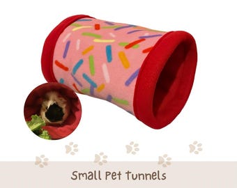 Fleece Stay-Open Tunnels | Washable Hideouts for Guinea Pigs, Rats & Ferrets | Cozy Small Pet Accessories