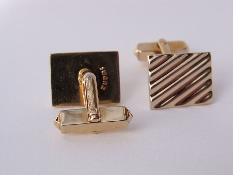 Vintage Swank Goldtone Rectangular Cufflinks With Diagonal Etsy