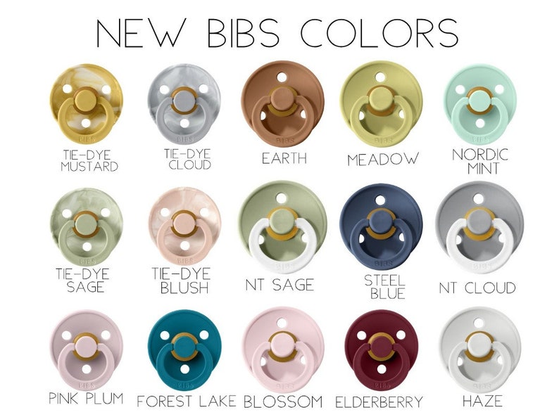 Original Bibs Pacifier- Bibs- Bibs Soother -Bibs Dummy- Made In Denmark- Natural Rubber \/  Size 1 2 \/ 50+ Colors