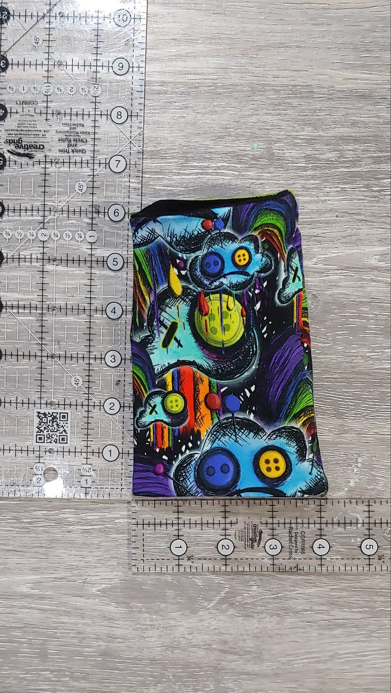 Custom Wrist Wallet, Wrist Wallet, Ring Holder, Rainbow, Rainbow Cloud, Rainbow Skull, Reversible, Running Wallet, Cuff, Gift For Everyone image 7