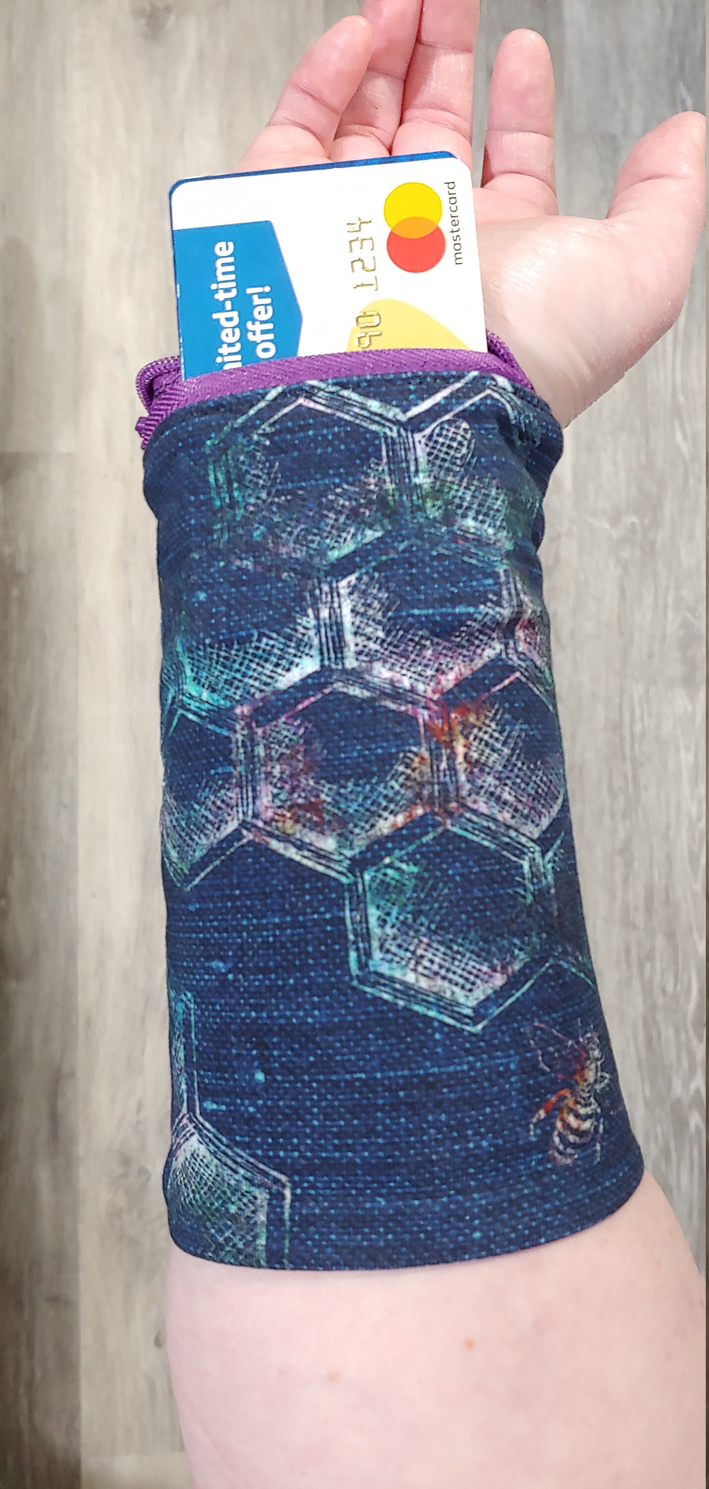 Custom Wrist Wallet, Wrist Wallet, Gym Wallet, Ring Holder, Inked, Linen, Floral,