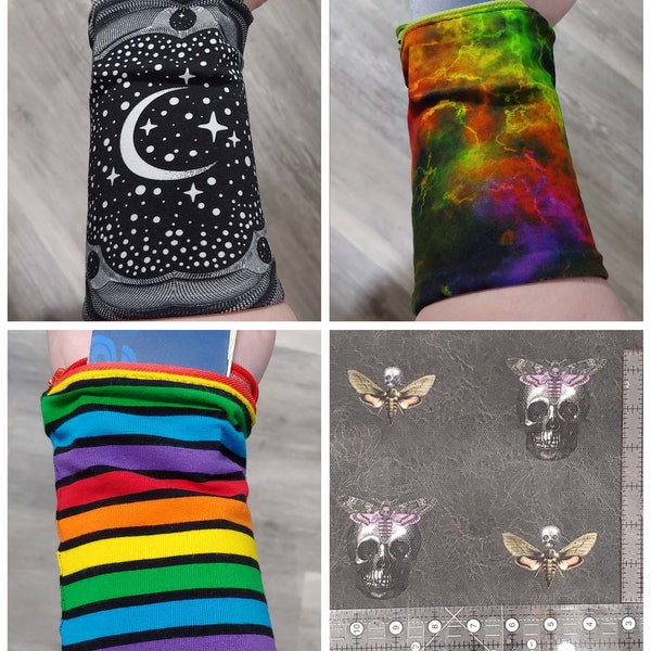 Custom Wrist Wallet, Wrist Wallet, Ring Holder, Rainbow, Rainbow Stripe, Death Moth, Celestial Moon, Running Wallet, Cuff, Gift For Everyone