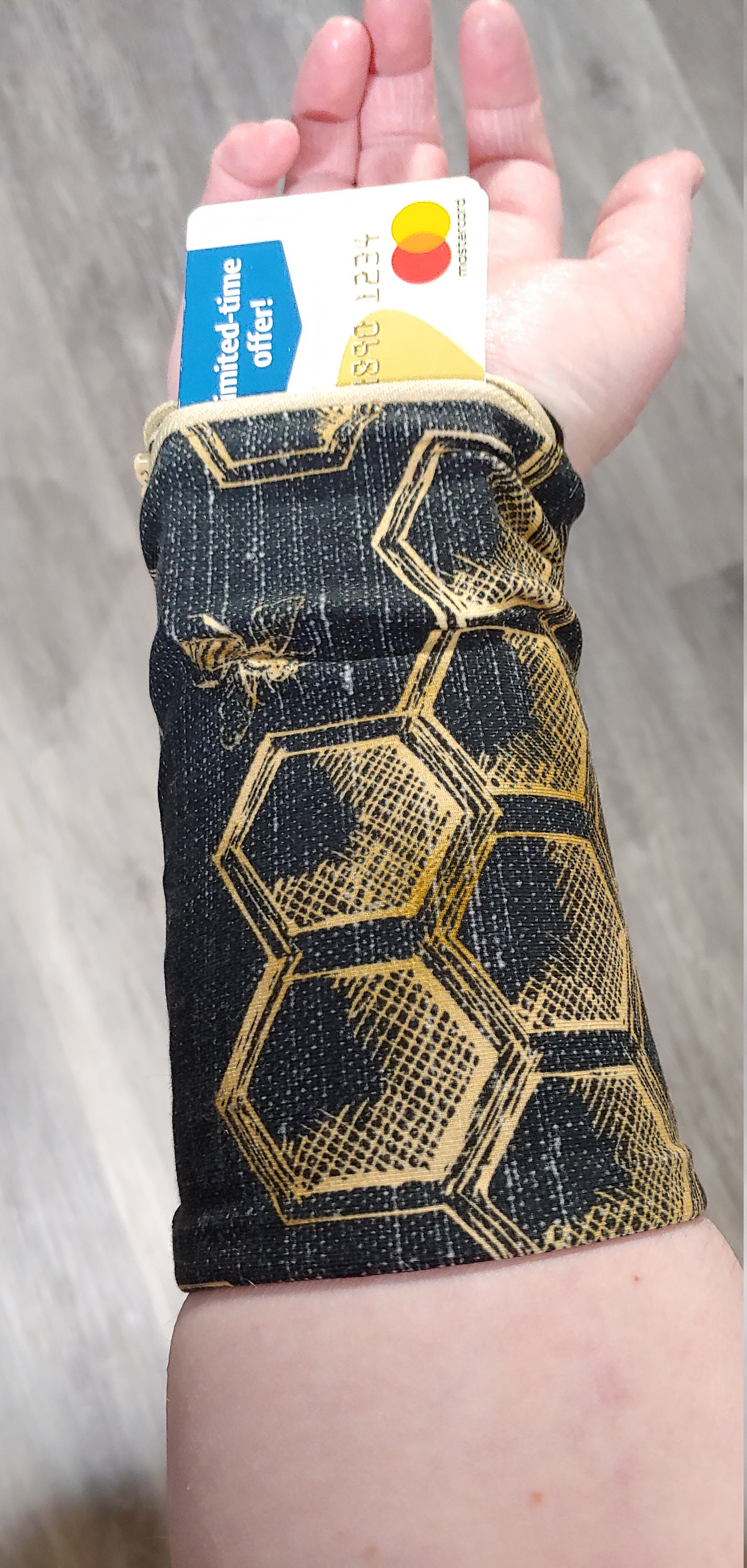 Custom Wrist Wallet, Wrist Wallet, Gym Wallet, Ring Holder, Gear, Bokeh, Floral, Geo