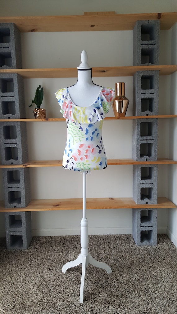 Vintage, floral 90s Swimsuit/Leotard Ruffle top Me