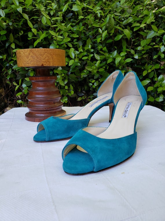 teal kitten heels