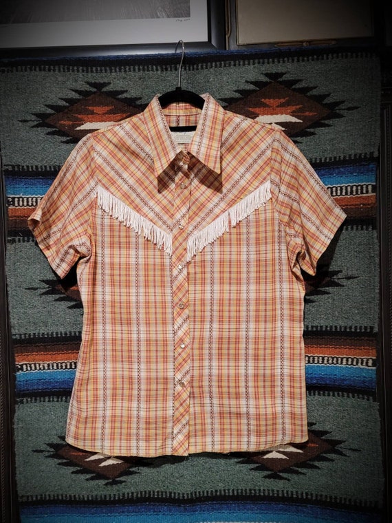 Rare vintage Wrangler fringe plaid country western