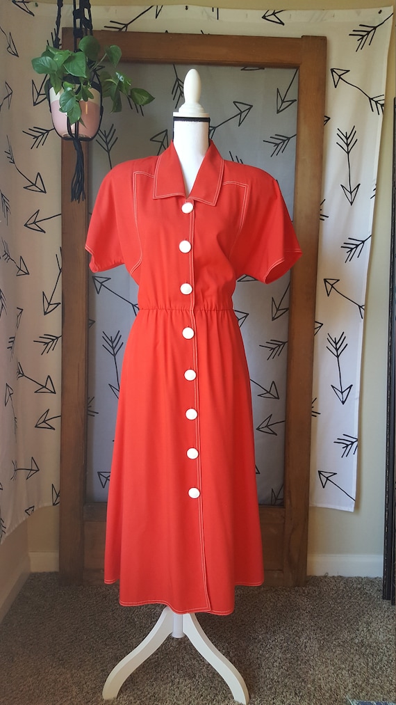 Vintage Red Caron of Chicago 1950s button down dr… - image 2